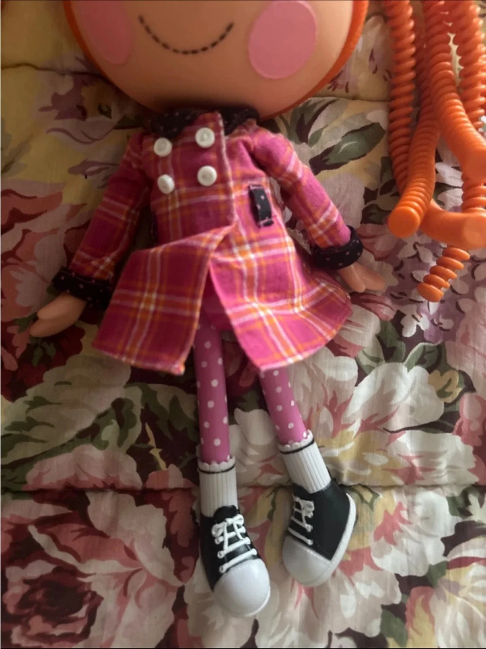 Orange-Haired Fashion Doll in Pink Plaid Coat